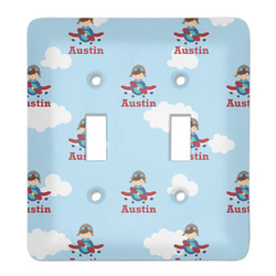 Airplane & Pilot Light Switch Cover (2 Toggle Plate) (Personalized)