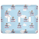 Airplane & Pilot Light Switch Cover (3 Toggle Plate) (Personalized)