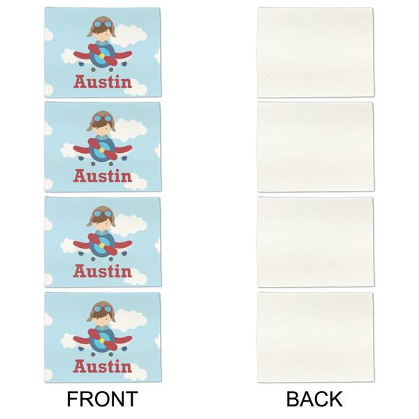 Airplane & Pilot Linen Placemat - APPROVAL Set of 4 (single sided)