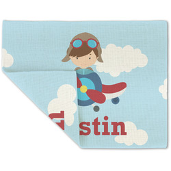 Airplane & Pilot Double-Sided Linen Placemat - Single w/ Name or Text