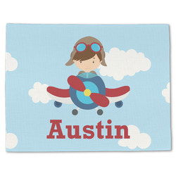 Airplane & Pilot Single-Sided Linen Placemat - Single w/ Name or Text