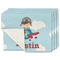 Airplane & Pilot Single-Sided Linen Placemat - Set of 4 w/ Name or Text