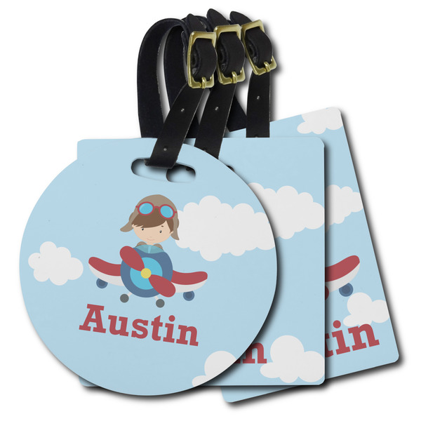 Custom Airplane & Pilot Plastic Luggage Tag (Personalized)