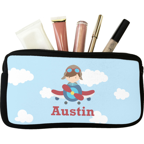 Custom Airplane & Pilot Makeup / Cosmetic Bag - Small (Personalized)