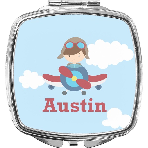 Custom Airplane & Pilot Compact Makeup Mirror (Personalized)
