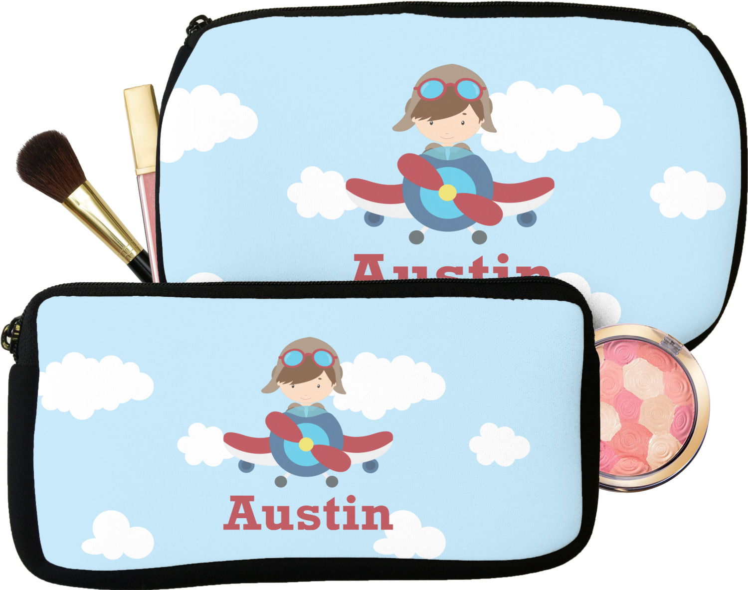 Custom Airplane & Pilot Makeup / Cosmetic Bag (Personalized