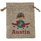 Airplane & Pilot Medium Burlap Gift Bag - Front (Personalized)