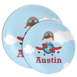 Airplane & Pilot Melamine Plate (Personalized)