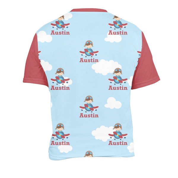 Airplane & Pilot Men's Crew Neck T Shirt Medium - Back