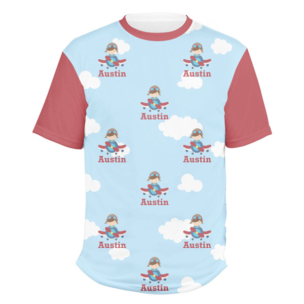 Custom Airplane & Pilot Men's Crew T-Shirt - Medium (Personalized)