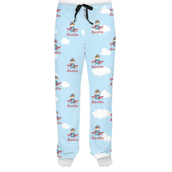 Airplane & Pilot Men's Pjs Front - on model