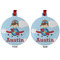 Airplane & Pilot Metal Ball Ornament - Front and Back
