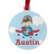 Airplane & Pilot Metal Ball Ornament - Front