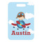 Airplane & Pilot Metal Luggage Tag - Front Without Strap