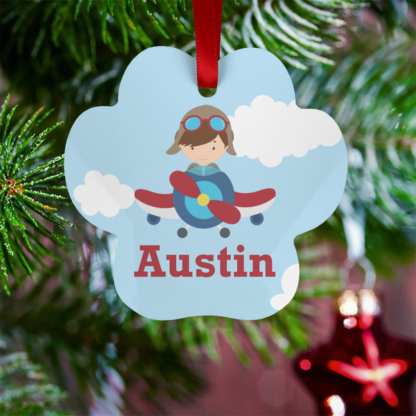 Airplane & Pilot Metal Paw Ornament - Lifestyle