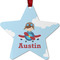 Airplane & Pilot Metal Star Ornament - Front