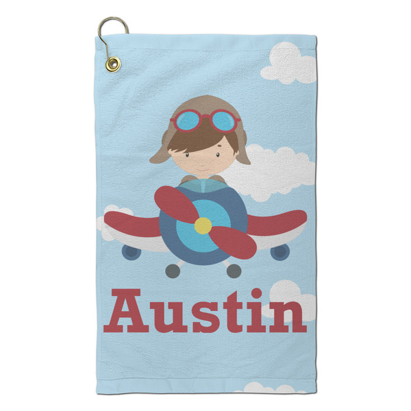 Custom Airplane & Pilot Microfiber Golf Towel - Small (Personalized)