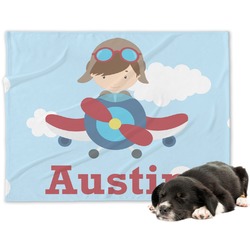 Airplane & Pilot Dog Blanket - Large (Personalized)