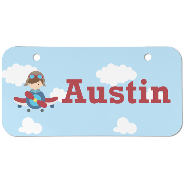 Custom Airplane & Pilot Mini/Bicycle License Plate (2 Holes) (Personalized)