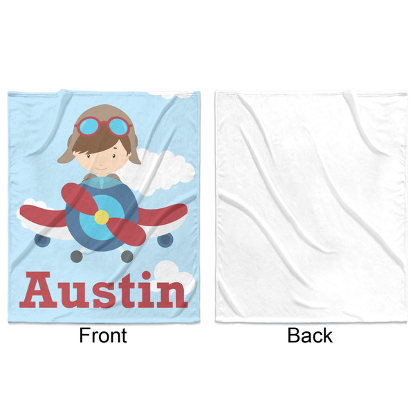 Airplane & Pilot Minky Blanket - 50"x60" - Single Sided - Front & Back