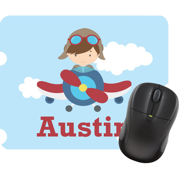 Custom Airplane & Pilot Rectangular Mouse Pad (Personalized)