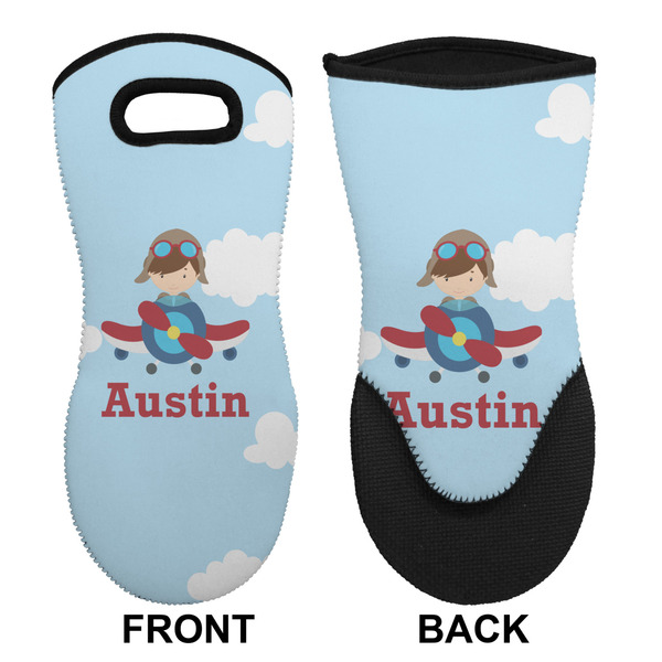 Airplane & Pilot Neoprene Oven Mitt (Front & Back)