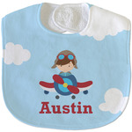 Airplane & Pilot Velour Baby Bib w/ Name or Text