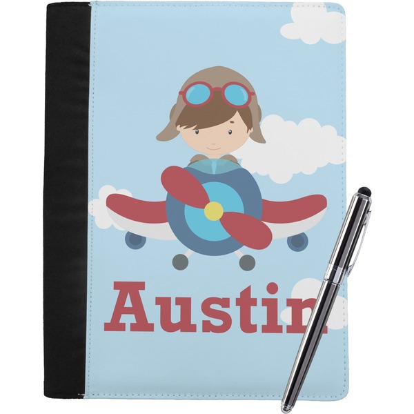 Custom Airplane & Pilot Notebook Padfolio - Large w/ Name or Text
