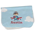 Airplane & Pilot Burp Cloth - Fleece w/ Name or Text