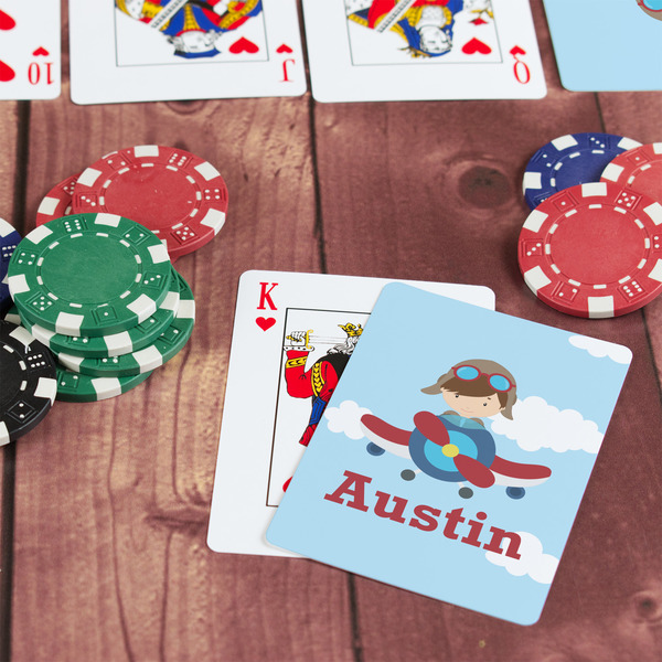 Airplane & Pilot On Table with Poker Chips