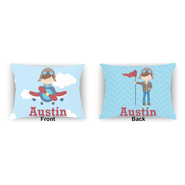 Airplane & Pilot  Outdoor Rectangular Throw Pillow (Front and Back)