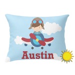 Airplane & Pilot Outdoor Throw Pillow (Rectangular) (Personalized)