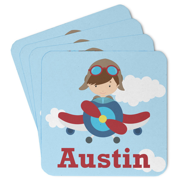 Custom Airplane & Pilot Paper Coasters w/ Name or Text