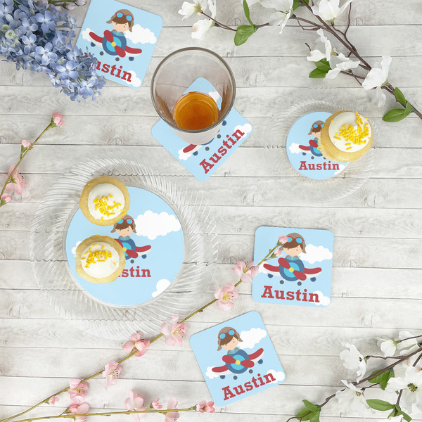 Airplane & Pilot Paper Coasters - In Context