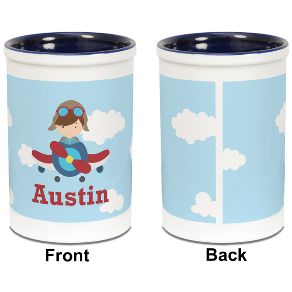 Airplane & Pilot Pencil Holder - Blue - approval