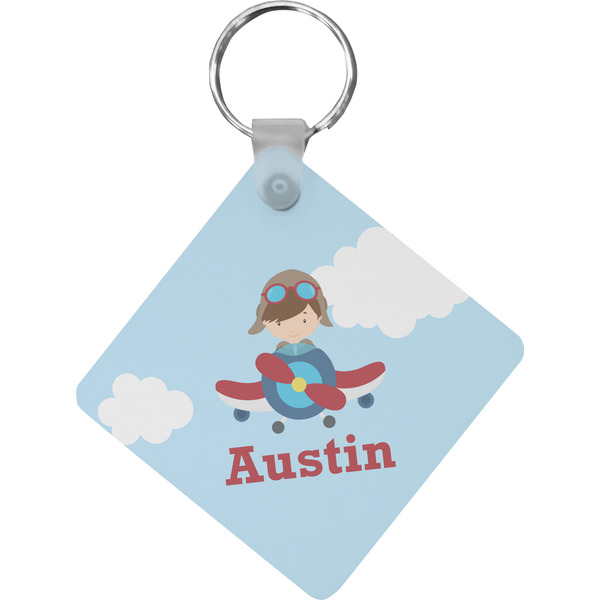 Custom Airplane & Pilot Diamond Plastic Keychain w/ Name or Text
