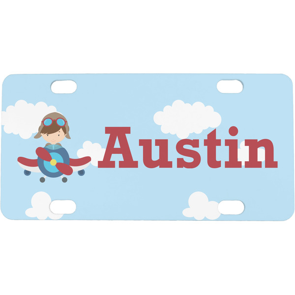 Custom Airplane & Pilot Mini / Bicycle License Plate (4 Holes) (Personalized)