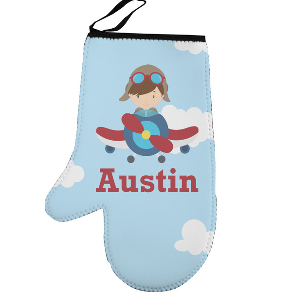 Airplane & Pilot Personalized Oven Mitt - Left