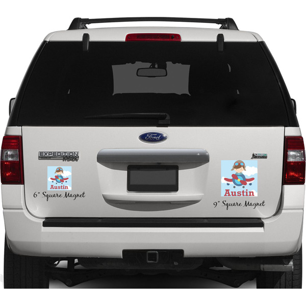 Airplane & Pilot Personalized Square Car Magnets on Ford Explorer