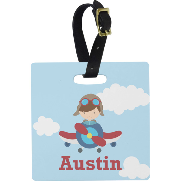 Airplane & Pilot Personalized Square Luggage Tag