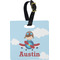 Airplane & Pilot Plastic Luggage Tag - Square w/ Name or Text