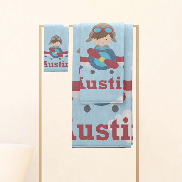 Airplane & Pilot Personalized Towel Set