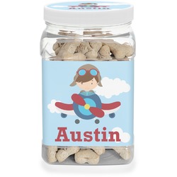 Airplane & Pilot Dog Treat Jar (Personalized)