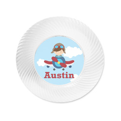 Airplane & Pilot Plastic Party Appetizer & Dessert Plates - 6" (Personalized)