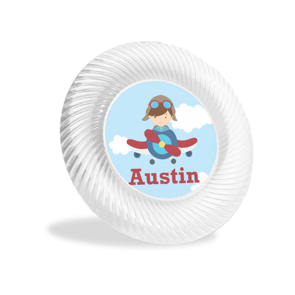 Custom Airplane & Pilot Plastic Party Appetizer & Dessert Plates - 6" (Personalized)