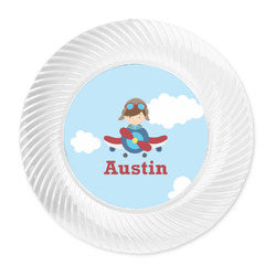 Airplane & Pilot Plastic Party Dinner Plates - 10" (Personalized)