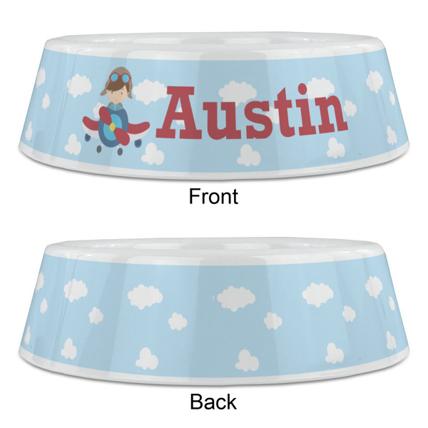 Airplane & Pilot Plastic Pet Bowls - Large - APPROVAL