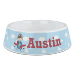 Airplane & Pilot Plastic Dog Bowl - Large (Personalized)