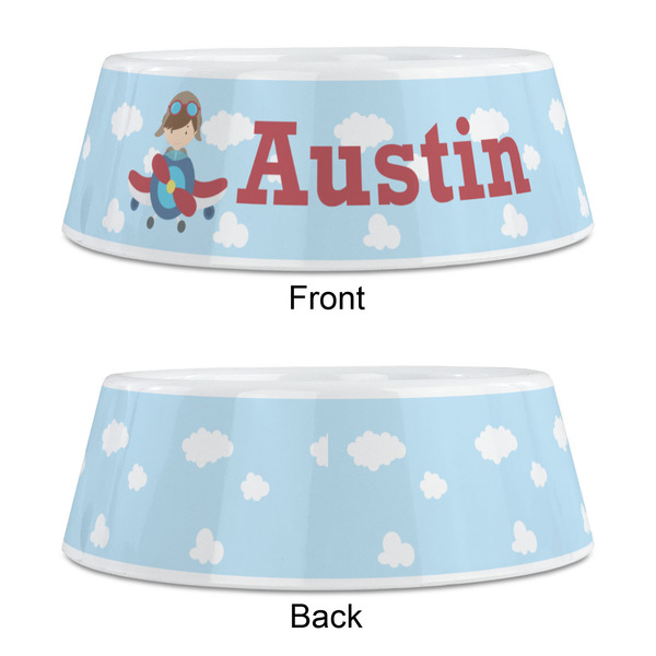 Airplane & Pilot Plastic Pet Bowls - Medium - APPROVAL