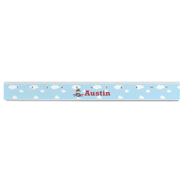 Airplane & Pilot Plastic Ruler - 12" - FRONT